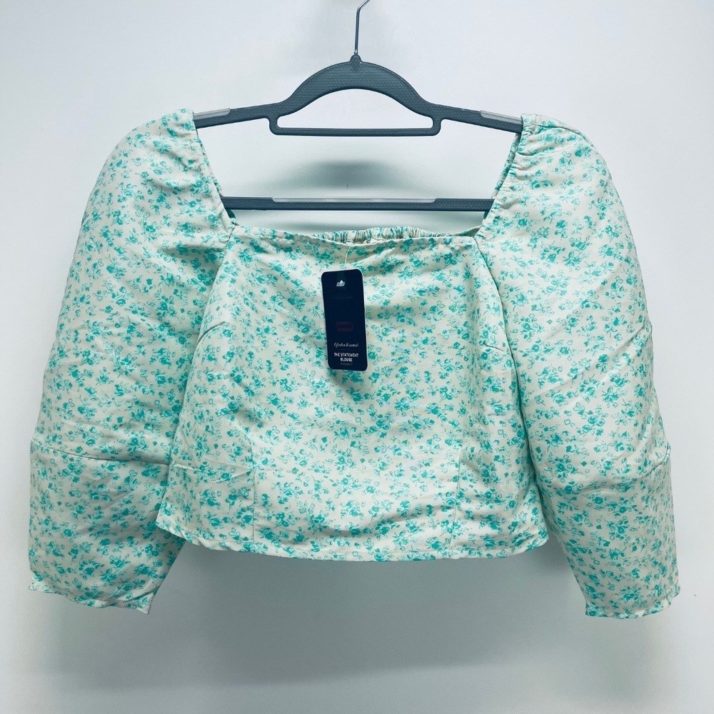 Levi’s Women’s Blouse Green Floral Statement Size S New - Picture 2 of 11